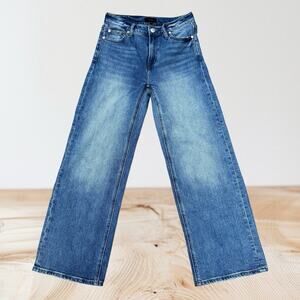 Quince Stretch High Rise Relaxed Straight Jeans Sz 26 Womens M Wash Wider Legs